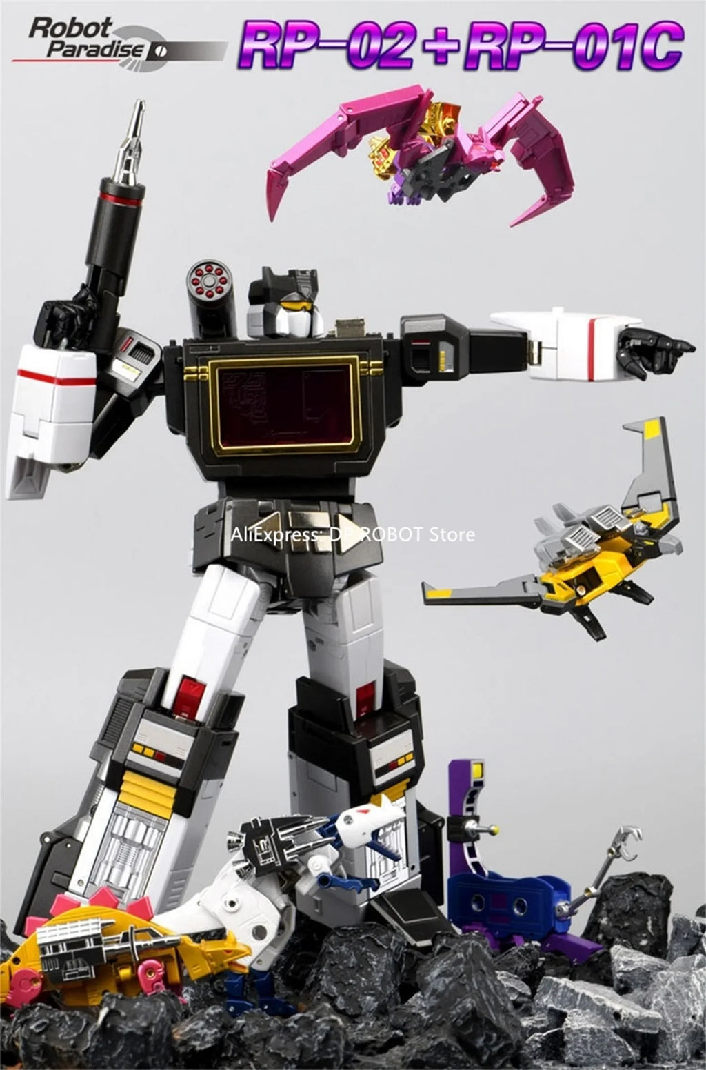 【100% Brand New】 Transformation Fans Toys FT RP-02 RP02 Ratbat Black Soundwave  MP Action Figure Robot