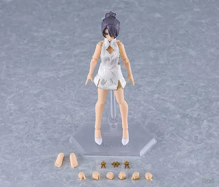 Original in Stock Max Factory Figma#569b Female Body (End Flower) and White Short Cheongsam Outfit Figures Model Toy Gift