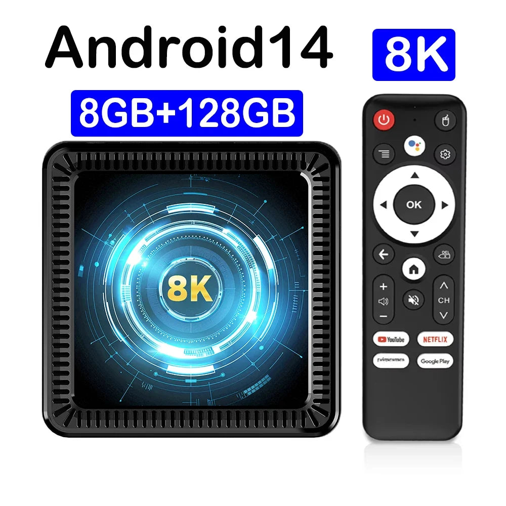 Very Fast Smart TV Box Q19 Android 14 Allwinner H618 Google Assistant Dual Wifi 5G Wifi6 8K 8GB 128GB Media Player Set Top Box