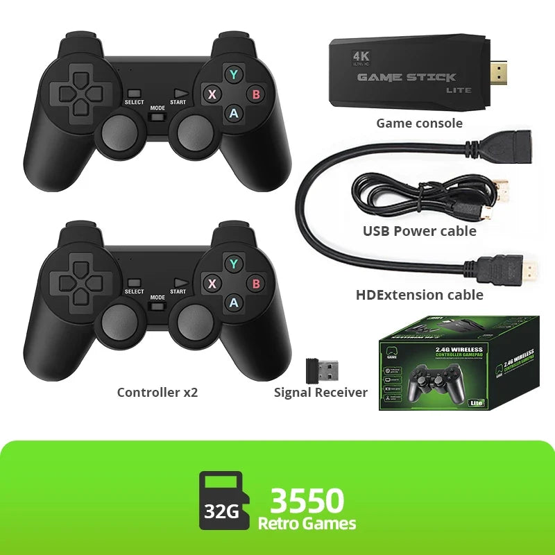 DATA FROG Retro Video Game Console 2.4G Wireless Console Game Stick 4k 20000 Games Portable Video Game Dendy Game Console for tv