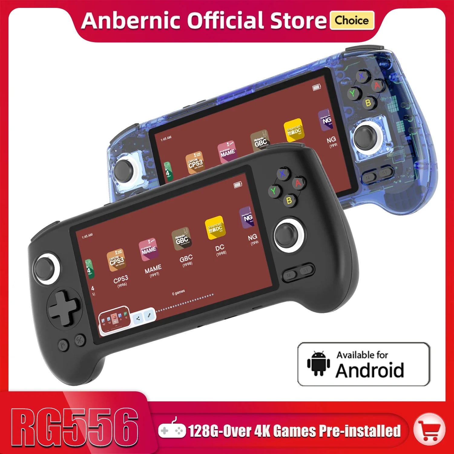 ANBERNIC RG556 Retro Handheld Game Console 5.48-inch Touch AMOLED Screen Unisoc T820 Android 13 OS 8GB LPDDR4X Video Game Player