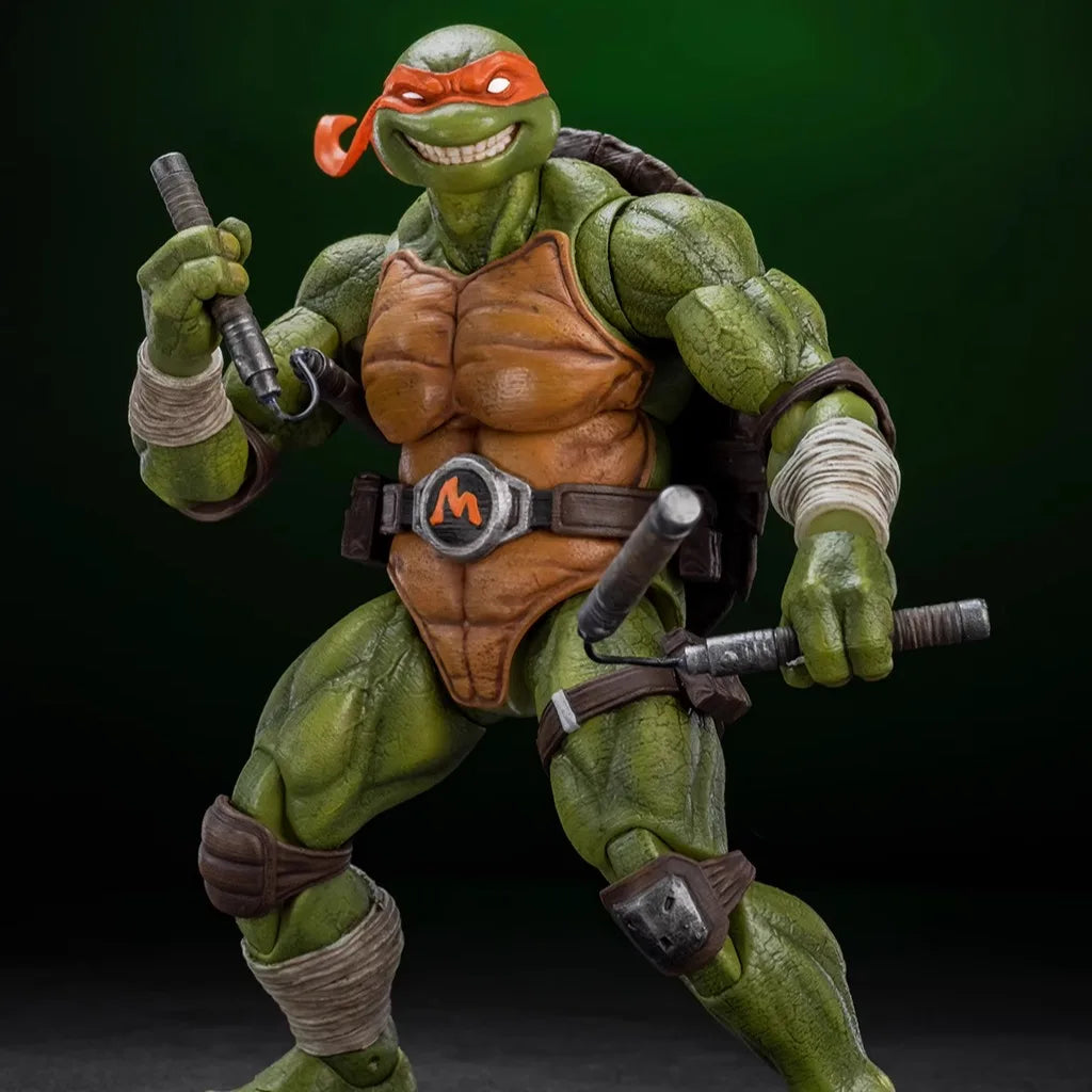 Lingjihun Original Ninja Turtles Raphael Michelangelo Action Figure Finished Product Movable Doll Model Toy Handmade Collect