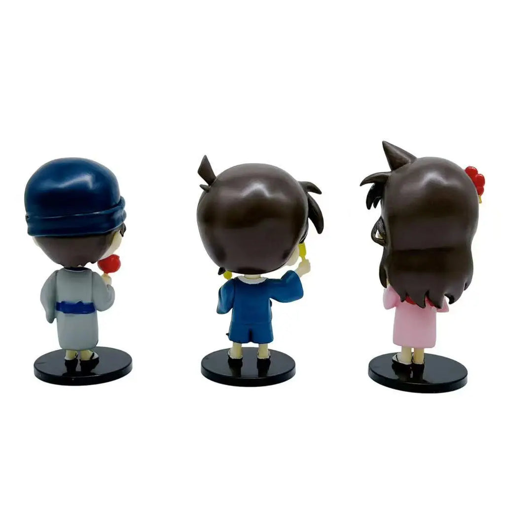 6pcs/set Detective Conan Q Version Action Figures Set Anime Model Dolls of Conan Edogawa And Haibara Ai Kids Toys Cake Toppers