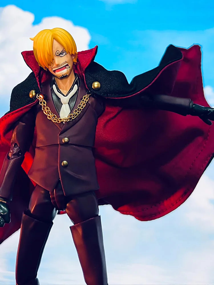 No Figure Shf 1/12 Anime One Piece Sanji Man Figure Black Red Mini Cloak Toys Accessory For 6" Action Figure Body Decoration