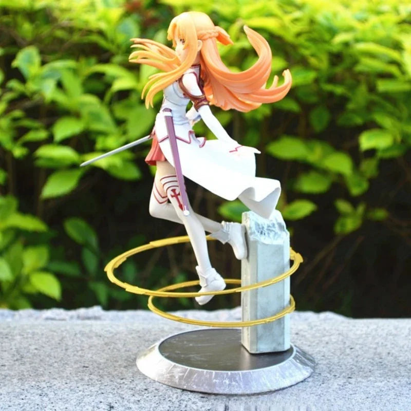 22cm Sword Art Online Anime Figure Yuuki Asuna Perimeter Model Scene Statue Desktop Decoration Ornaments Kids Christmas Gift Toy