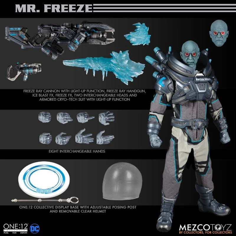 Mezco One:12 Batman Mr. Freeze Action Figure - Deluxe Collectible Villainous Character Luminous PVC Toy Gift for Fans