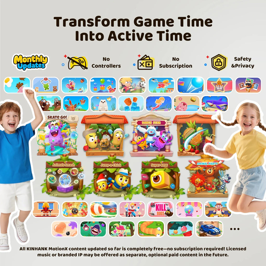 KINHANK MotionX Video Game Consoles with 30+Games for Kids & Families,Continuous Updates,Plug & Play Indoor Active Play System