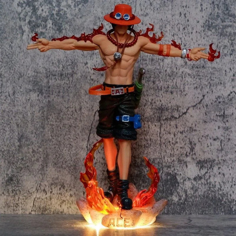 27cm Lx One Piece Ace Spread Arms Cross Anime Figure Model Gk Statue Boys Collection Desktop Decoration Ornament Toys Gifts