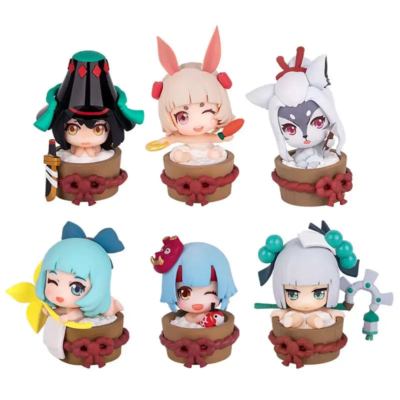 Genuine Onmyoji Hot Spring Stories Demon Knife Girl Q Version Action Figure Gaming Peripherals Model Ornaments Doll
