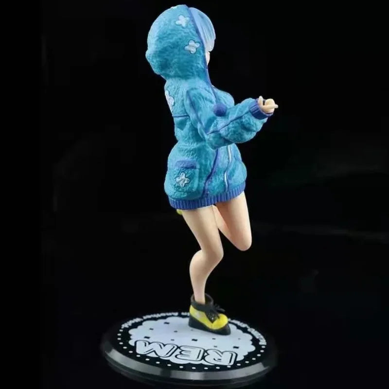 Re Zero Rem Anime Girl Figure Cute Winter Hoodie Style Collectible Action Figure Desktop Display For Anime Fans Collection