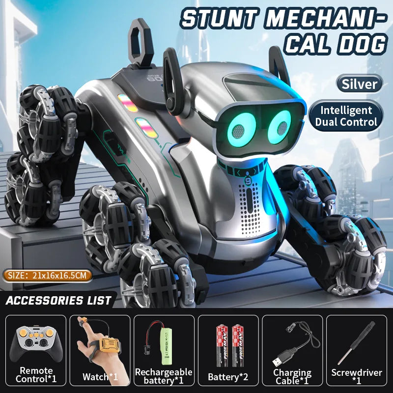 New Gesture Control RC Robot Dog - 8-Wheel Stunt, Music Dancing Transform Toy for Kids Boys Girls