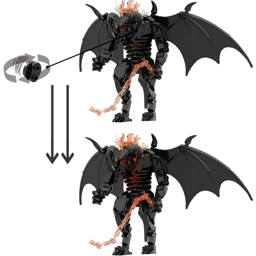 Gobricks MOC Rings Movie Figure Balrogs Monster Building Block Set Balroged of Moria Bricks