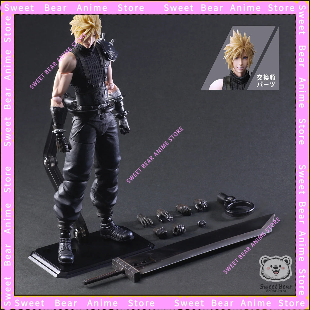 In Stock Square Enix PLAYARTS Final Fantasy VII Remake Cloud Strife Action Figure Anime Model Trendy Toys Desktop Doll
