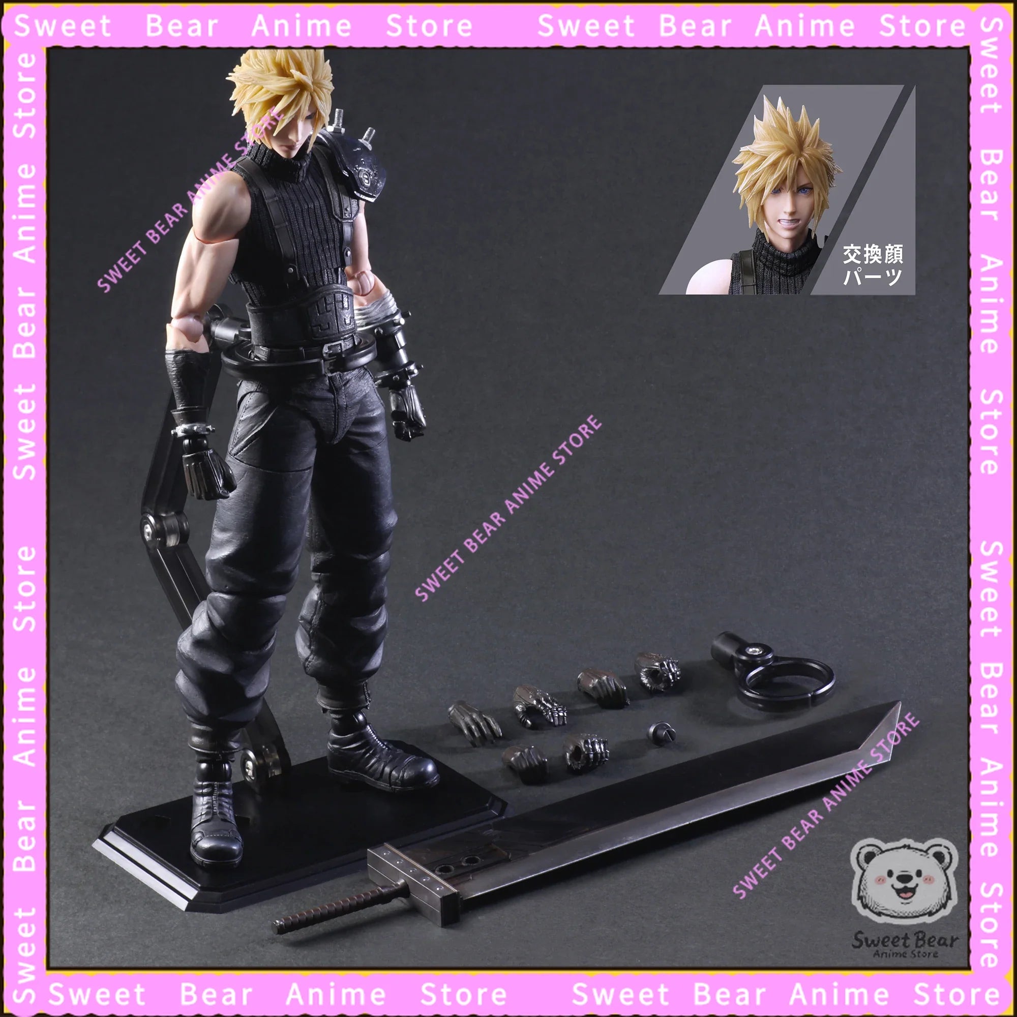 In Stock Square Enix PLAYARTS Final Fantasy VII Remake Cloud Strife Action Figure Anime Model Trendy Toys Desktop Doll