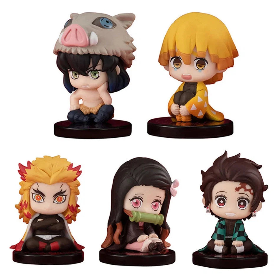 Q Posket Demon Slayer Figure Wholesale Mini Figurine 5Pcs 15Pcs Sets Kimetsu No Yaiba Small PVC Dolls Desktop Decoration Toys