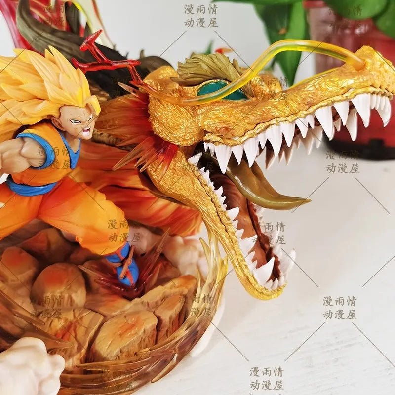 65cm Dragon Ball figures Goku Dragon Fist Super Saiyan3 Anime Figure PVC figurine Statue Collection can light
