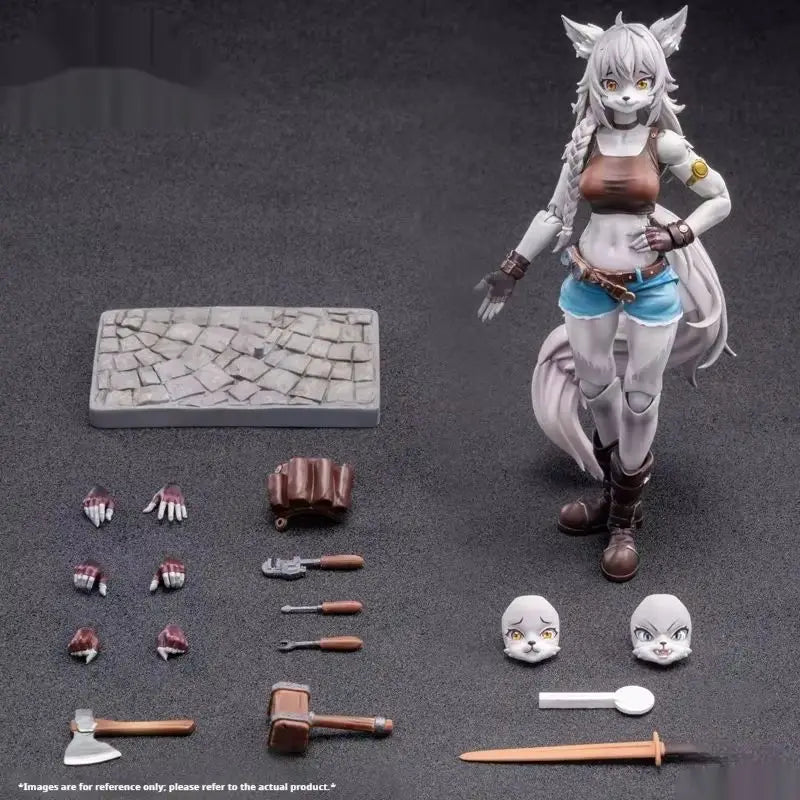Anime Figure Toys Original Character Repairer 1/12 Wolf Girl Leah Anime Beauty Furry Girls Action Figures Model Toys Fans