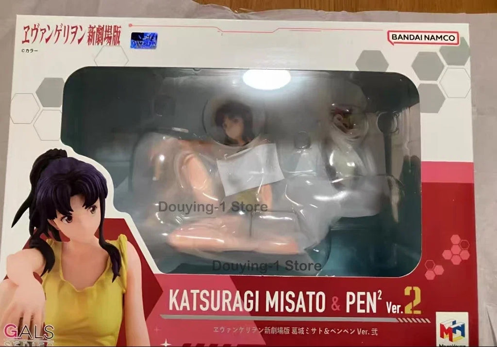 In Stock Bandai eva Mega Huose MH katsuragi Misato＆Pen² Ver.  Anime Action Collection Figures Model Toy