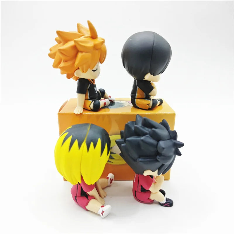 4pcs Anime Haikyuu Figures Bokuto Kotaro Akaashi Keiji Oikawa Tooru Iwaizumi Hajime Action Figures Q Version PVC Model Toys 5cm
