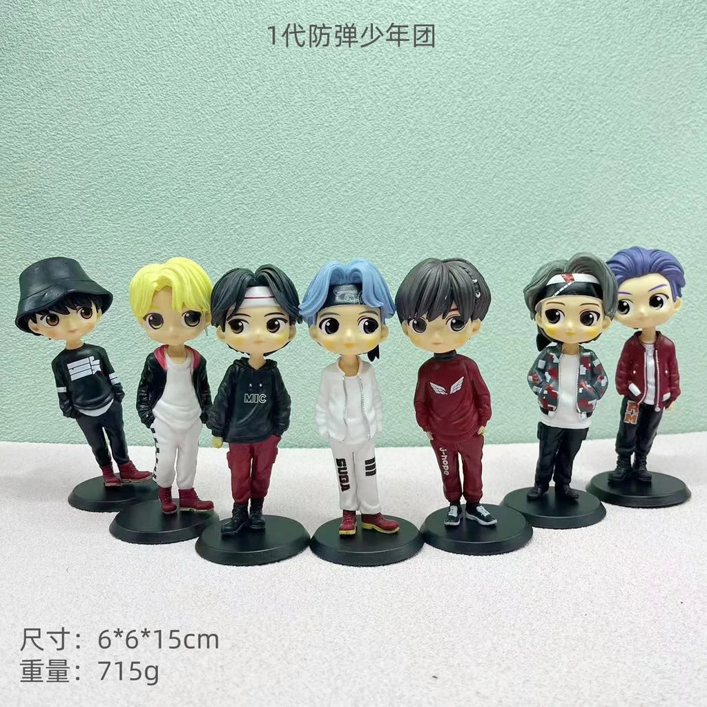 Bts Q Edition Anime Doll Hand-Made Model Car Decoration Ornaments Collectible Action Figure Jk V Rm Characters Mic Drop