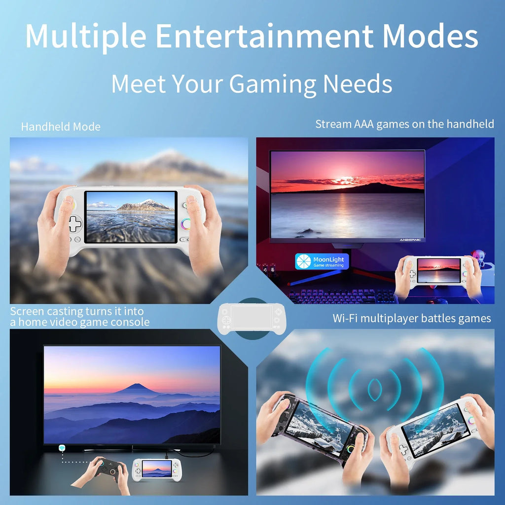 ANBERNIC RG557 Handheld Game Console Dimensity Processor 5.48" AMOLED Screen Android14 Capacitive Joystick DP Output Cooling Fan