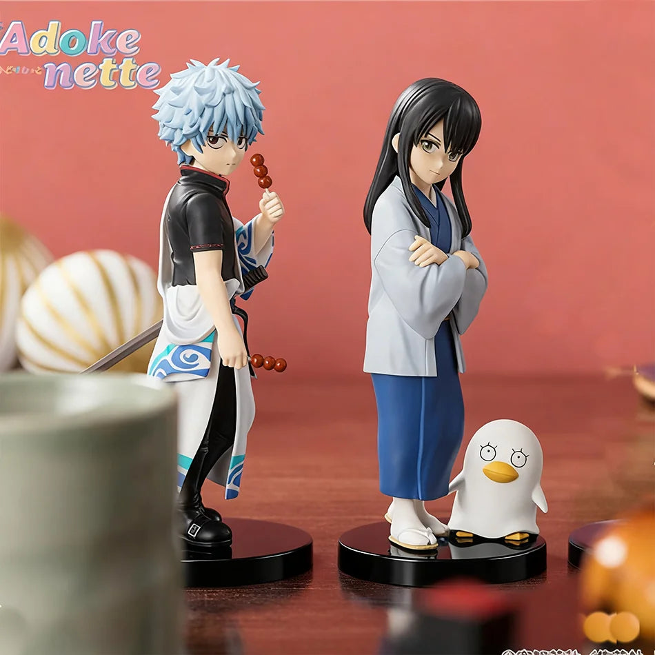 Original 14CM Anime Gintama Figure Sakata Gintoki Katsura Kotarou Stand Anime Model Toys Gifts Collection Decoration Ornaments