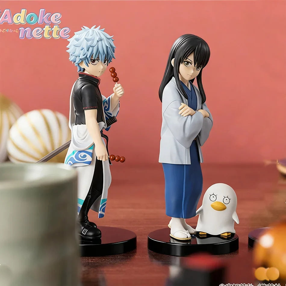 Original 14CM Anime Gintama Figure Sakata Gintoki Katsura Kotarou Stand Anime Model Toys Gifts Collection Decoration Ornaments