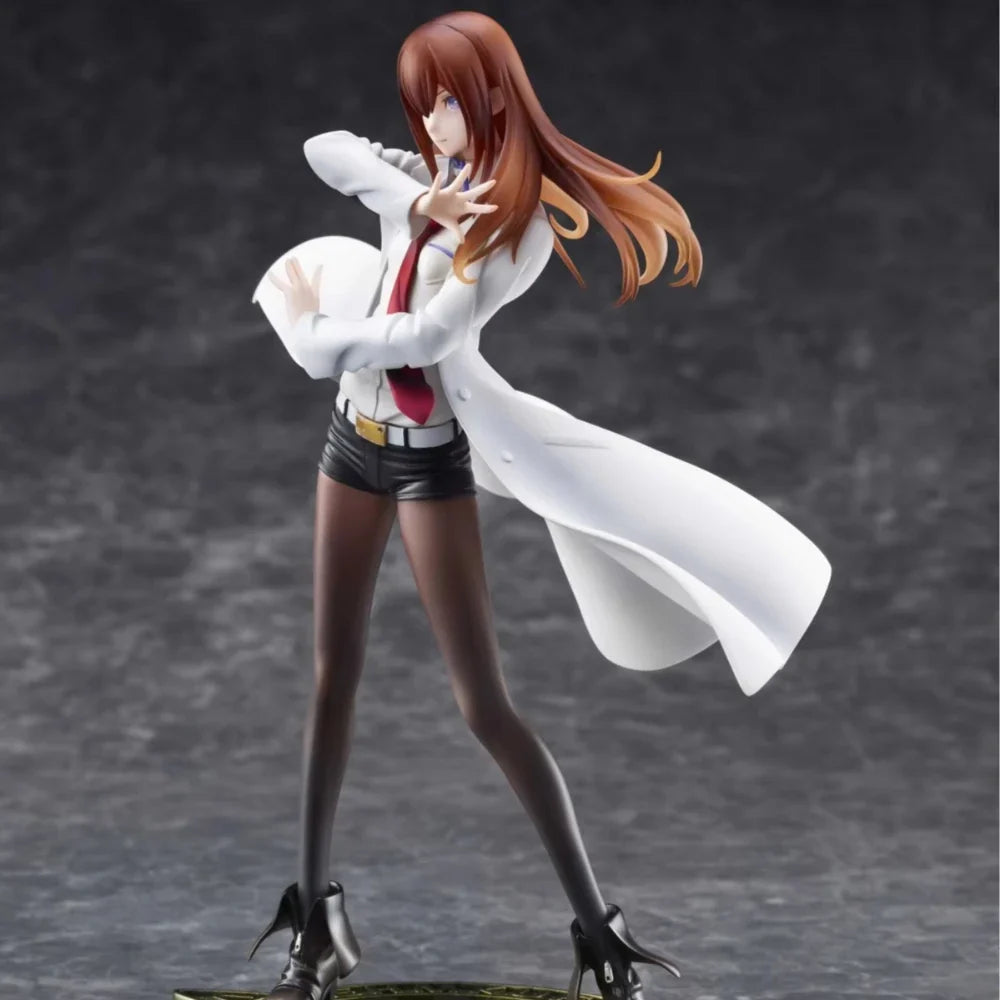 22.5CM Anime Steins;Gate Makise Kurisu Dream Tech Figure 1/7 White Coat Style Standing model toy doll Aciton Figure PVC