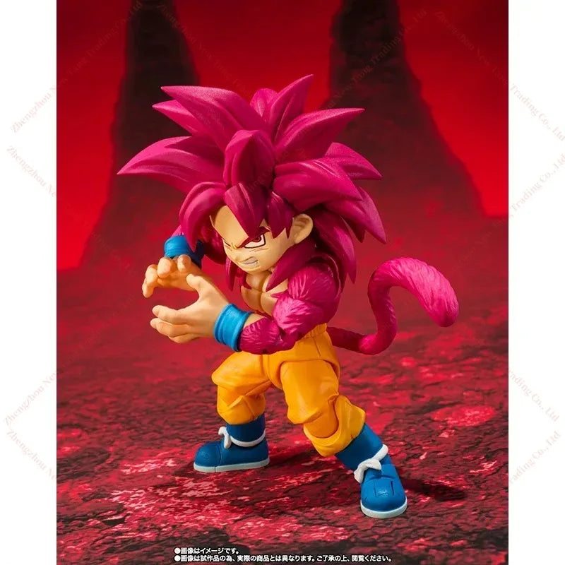 Original Bandai S.H.Figuarts SHF Super Saiyan 4 SON GOKU MINI DAIMA PVC Anime Action Figures Model Toy Gifts