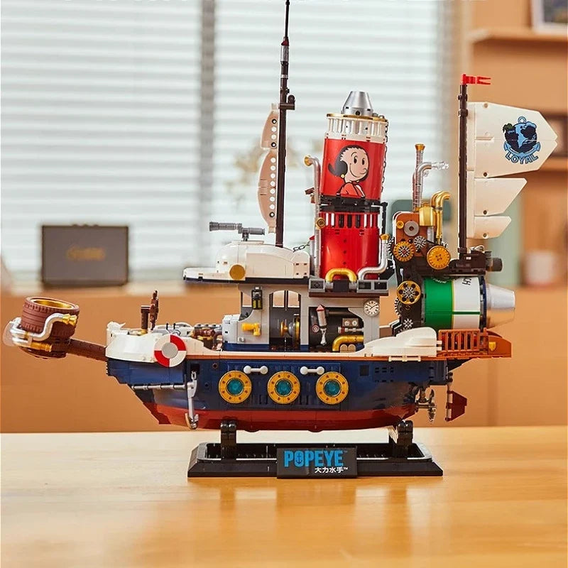 Popeye Assembling Building Blocks Toy Steam Treasure Hunt Ship Collection Figure Grade Model Ornaments Building Blocks Gifts