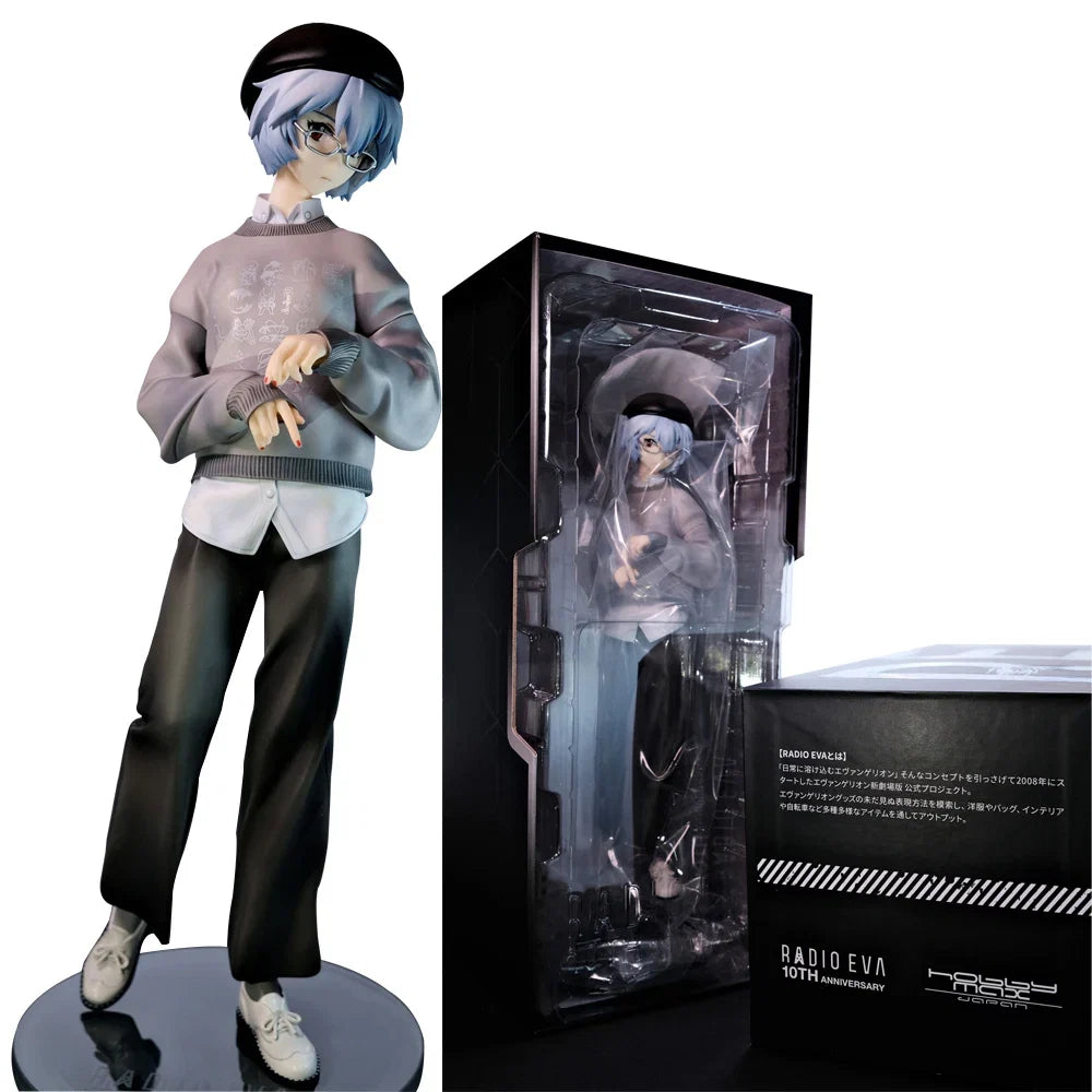 22CM NEON GENESIS EVANGELION Ayanami Rei Figure Ver.RADIO EVA Fashion Shirt Hat Dress Up Model Toy Gift Collection Aciton Figure