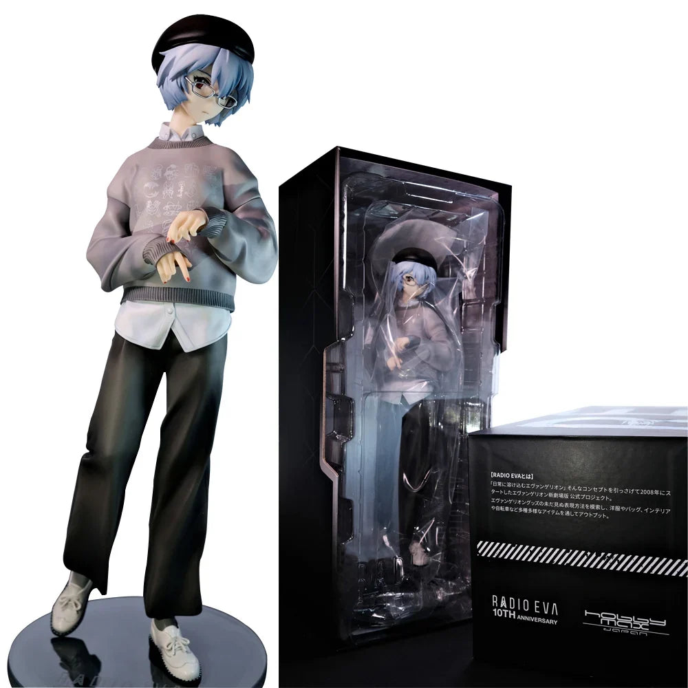22CM NEON GENESIS EVANGELION Ayanami Rei Figure Ver.RADIO EVA Fashion Shirt Hat Dress Up Model Toy Gift Collection Aciton Figure