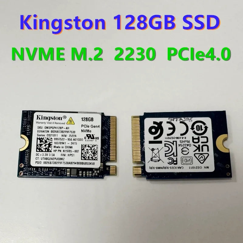 Kingston 128GB M.2 2230 PCIe Gen 4.0x4 NVMe 1.4 SSD(OM3PGP4128P-AH)，Compatible with Steam Deck Surface Ally Mini PCs