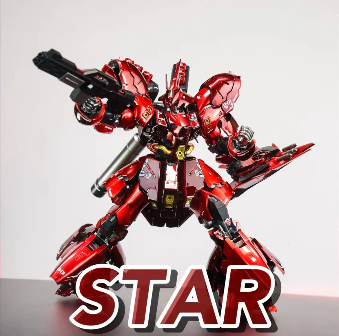 In-Stock Sazabi Assembly Model Kit RG 1/144 Action Figure Sheet Metal Spray Pseudo Electroplating Red Desktop Decor Toy Gift