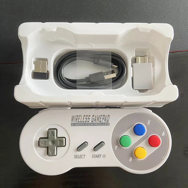 2 Reciever Game Controller Wireless Colorful Button 2.4G Gamepad Joypad Joystick Compatible for SNES Mini PC Windows NS Switch