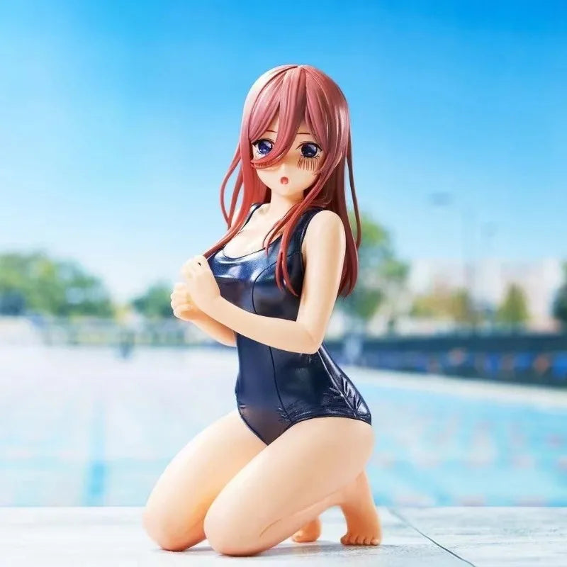 The Quintessential Quintuplets Nakano Miku School Swimwear kneeling eroticism Static Collection Model PVC Doll Toys Fans Gift
