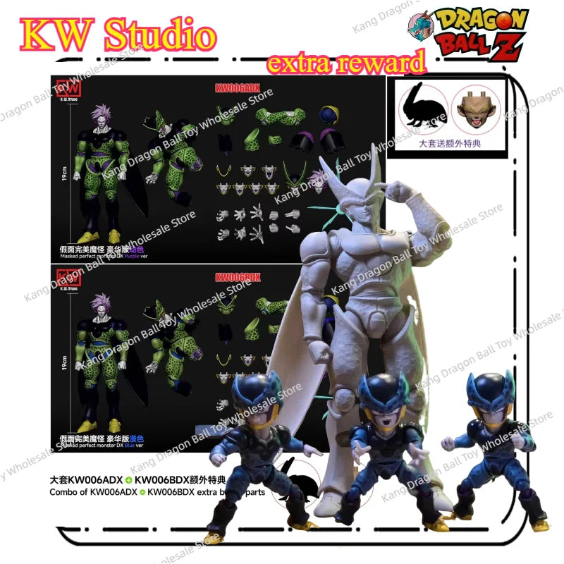 KW Studio Dragon Ball Z Cell Masked Perfext Monster Dx Blue Purple Ver KW006ADX KW006BDX Cell Anime Action Figures Gifts Toys