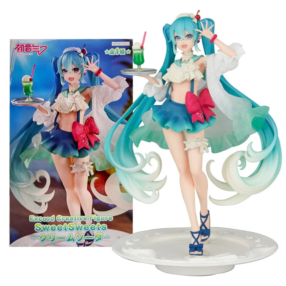 18CM Anime Hatsune Miku Figure Sweet Sweets Melon Soda Float Standing Figure Cute Toy Gift Collection Aciton Figure PVC Doll