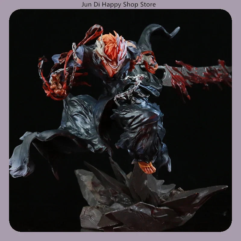 22cm Bleach Ichigo Kurosaki Hollow Mask Attacking Pose Anime Figure Model Statue Desktop Decoration