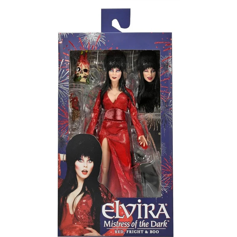 NECA 5608 Toys Elvira – 8” Clothed Action Figure – “Red, Fright, and Boo” Collection Doll Decoration Gift Original Model