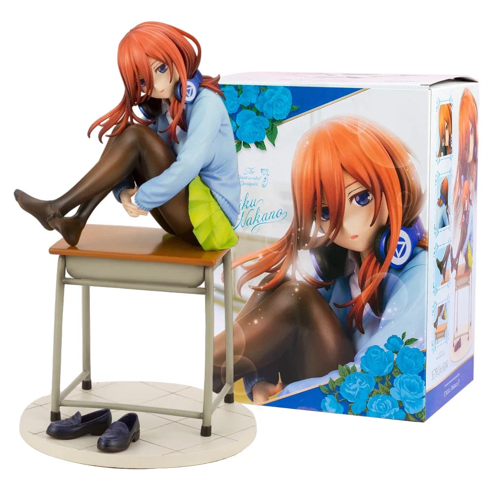 19cm Anime The Quintessential Quintuplets Gotoubun no Hanayome Nakano Miku 1/8 Action Figure Model School Uniform Toys