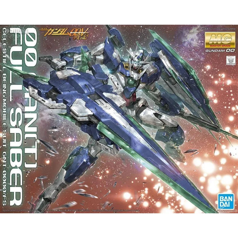 Bandai Original MG Gundam 00 Qan T GNT-0000 1/100 Anime Action Figure Assembly Model Toys Gifts For Children Collectible Kit