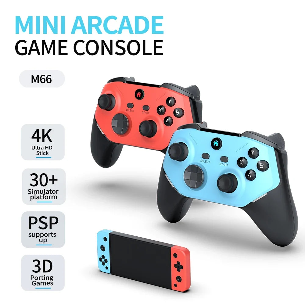 Velec Game Stick M66 4K HD with 128G & 20000+ New Games Dual Wireless Controller for 2 Players Perfect Gift for Kids & Adults
