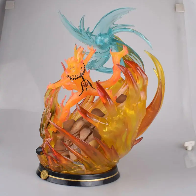 34cm New NARUTO Anime Figure Uchiha Sasuke Uzumaki Naruto PVC Model Scene Statue Desktop Ornaments Kids Birthday Gifts Toys