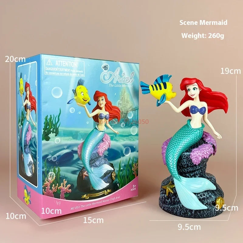 Disney Anime 19cm Little Mermaid Ariel Action Figure Toys Ariel The Princess Collection Room Car Cake Decoration Gift for Kids