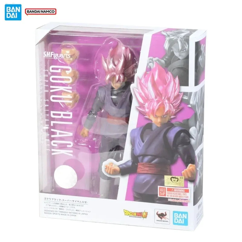 Bandai Original Genuine Figure Dragon Ball Model Kit SHF Goku Black Super Saiyan Rose Collection Action Figure Model Boys Toys