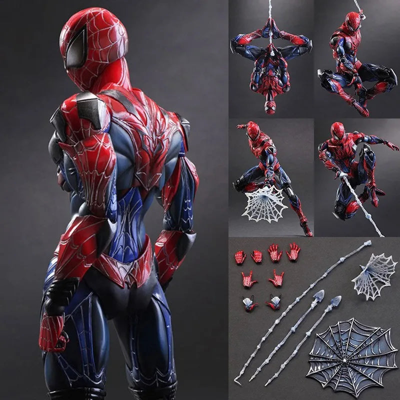 New Play Arts Kai Marvel Spider-Man Action Figure Red Black Joints Articulated Model Collectible Desktop Decoration Fan Gift