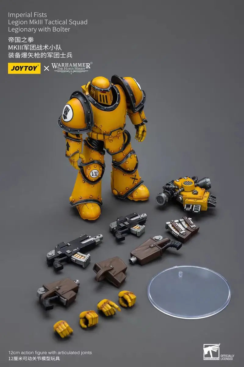 【In Stock】JOYTOY Warhammer 40K Imperial Fists Legion Mklll Tactical Squad Legionary with Bolter 1/18 Action Figure Toys Model