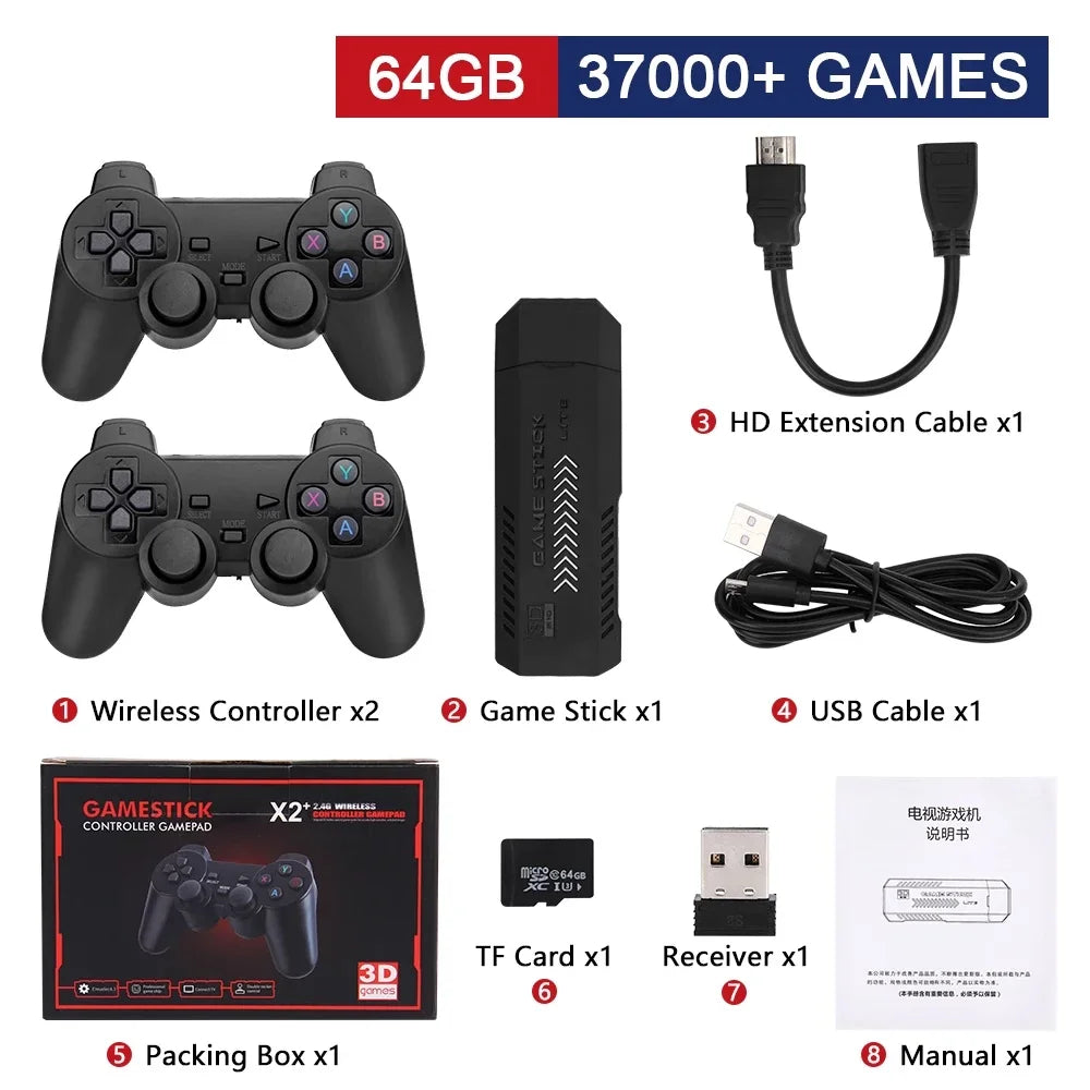 58,000 Games GD10 Plus Game Stick 4K HD Video Game Console 2.4G Double Wireless Controller Game Stick For N64/PSP/PS1/GBA