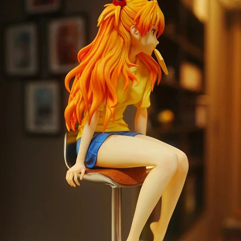 EVA 1/6 Asuka Bread Version 24cm Action Figures PVC Seated Statue Bishoujo Model Anime Toy Computer Case Decor Collectible Gift
